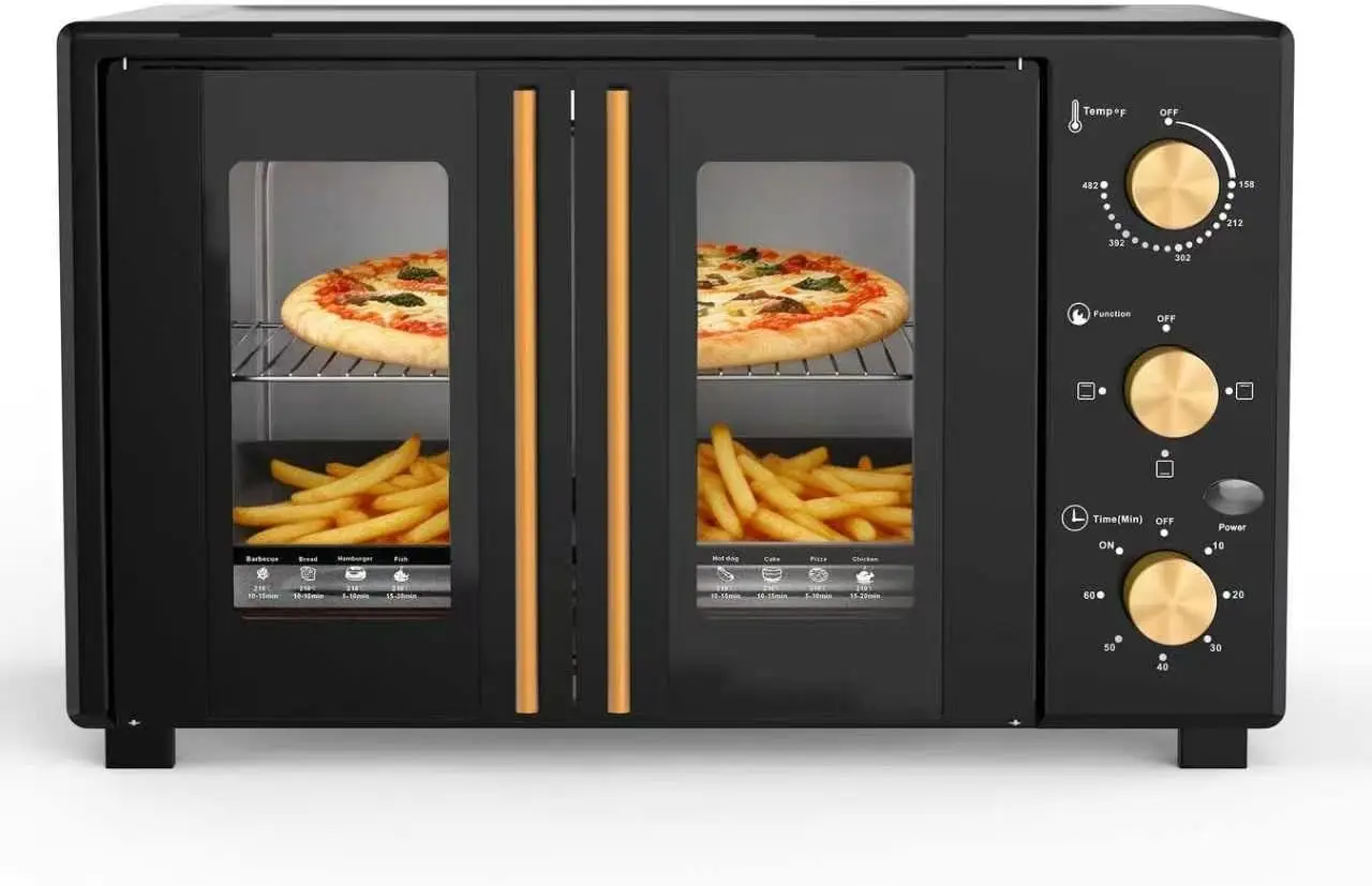 35 QT French Door Air Fryer Oven Combo, Extra Large Convection Oven with 18-Slice Capacity, 3 Control Knobs for Bake, Broil, Toa