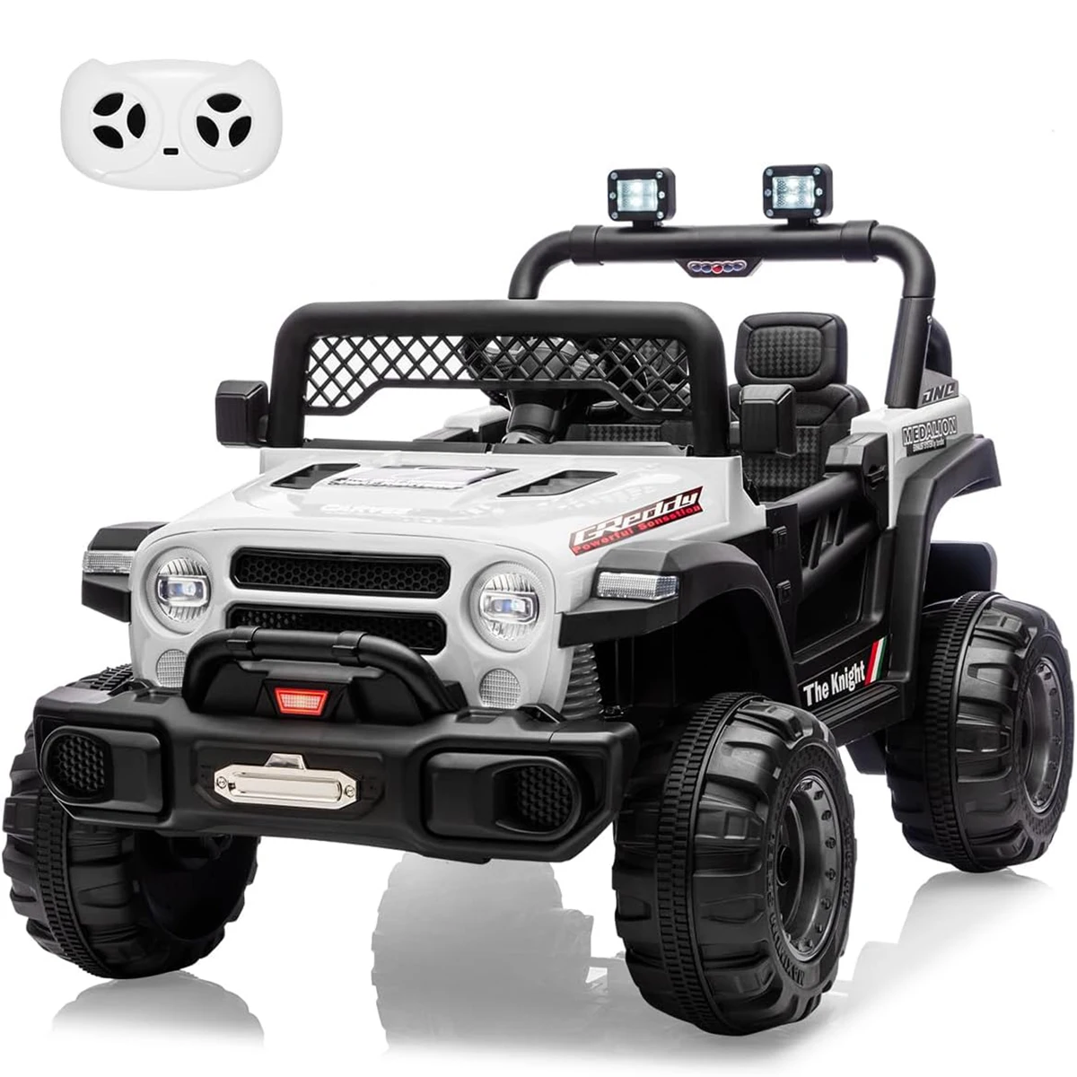 12V 電動乗用トラックカー、子供用バッテリー駆動オフロードトラック、親用リモコン付き、男の子と女の子のためのLEDライト付き