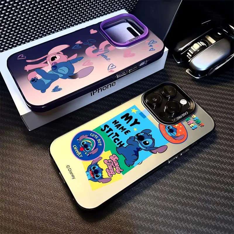 Disney Stitch Angie Cool Art phone case for Apple iphone 14 16 pro max 13 15pro 11 12 14promax 16plus fundas hard shell couvres