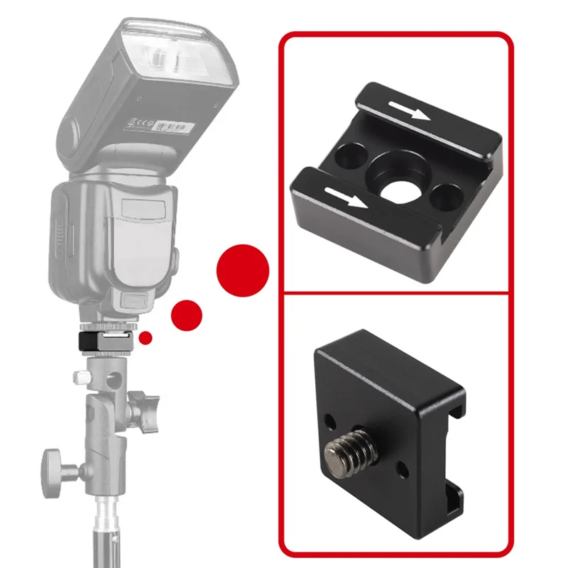 1Set 1/4 Thread Cold Hot Shoe Mount Adapter for DSLR Camera Cage Rig /Flash /LED Light /Microphone /Monitor Mounting