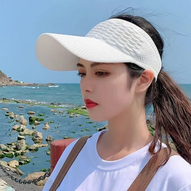 1pcs Women Anti-UV Sun Hats Breathable Adjustable Empty Top Visor Caps for Tennis Golf Running Travel Beach Sport Outdoor Hat view 3
