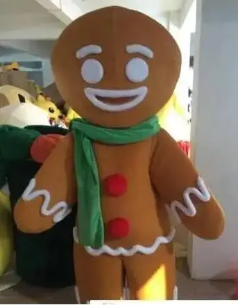 Natal Gingerbread Man Mascote Cosplay Traje, Party Game Dress, Ternos quentes