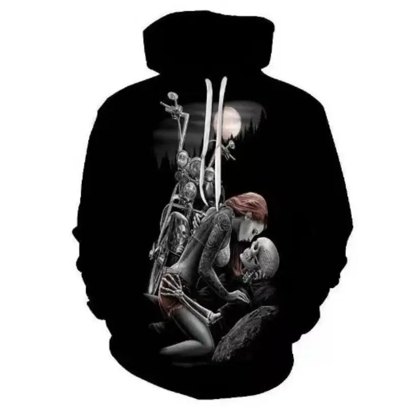

New Men's Oversized Halloween Hoodie 3d Printed Trendy Skull Pattern Vintage Casual Spring And Autumn Pullover Winter Sweater