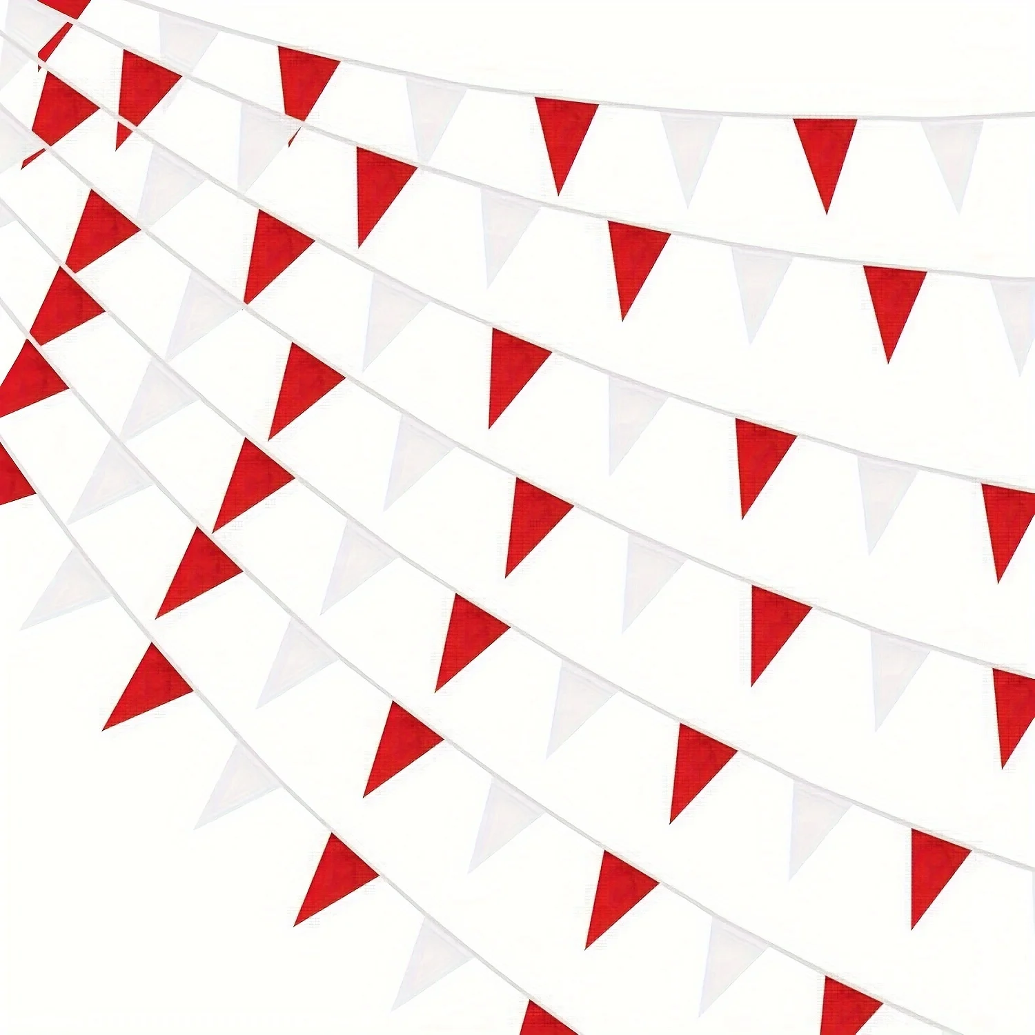 1PC，Red and White Triangle Pennant Banner -Plastic Bunting Flags for Weddings, Birthday Parties, and Garden Celebrations