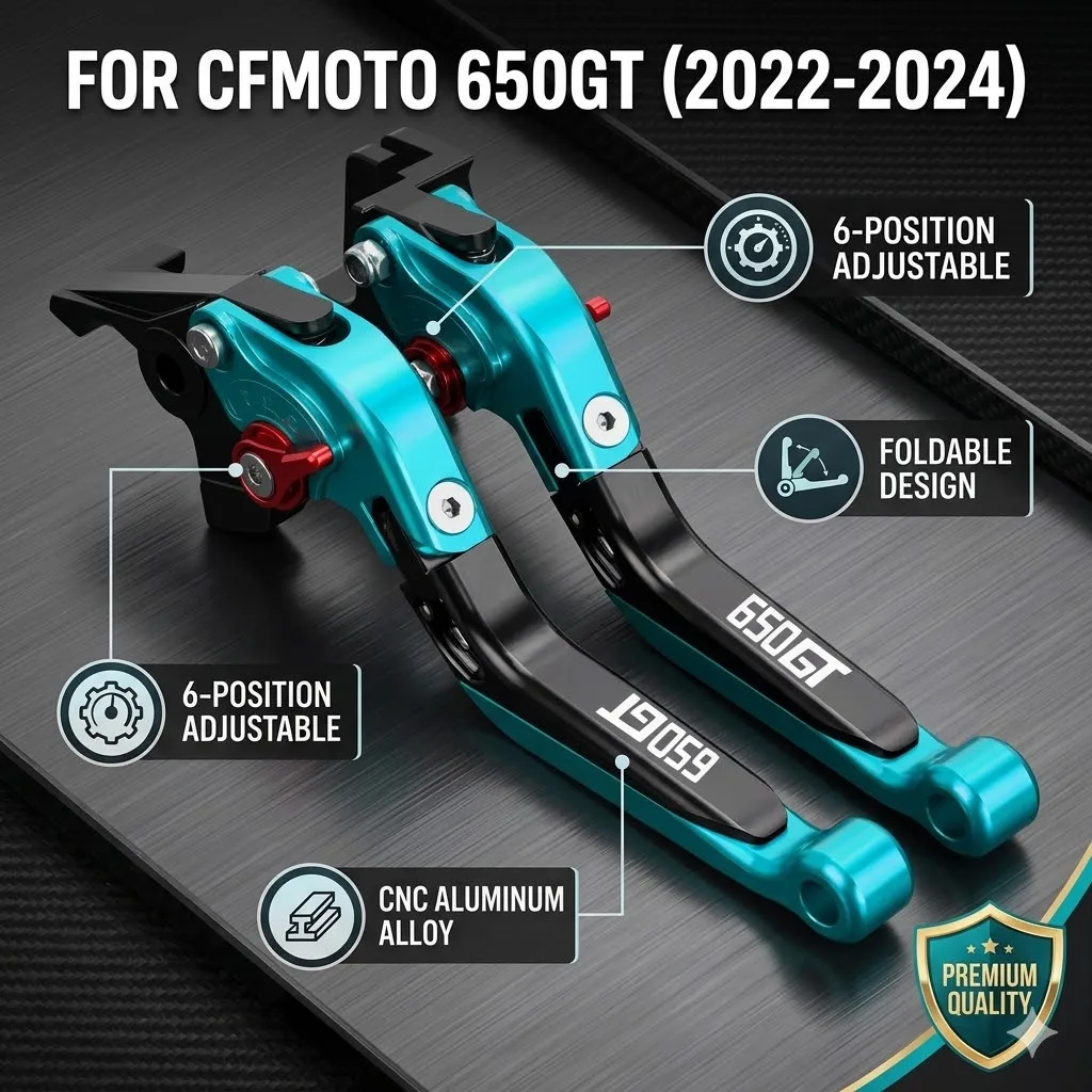 

For CFMOTO CF MOTO 650GT 650 GT 2024 2023 2022 Motorcycle Adjustable Brake Clutch Levers & 22MM Handlebar grips Hand Handle Ends