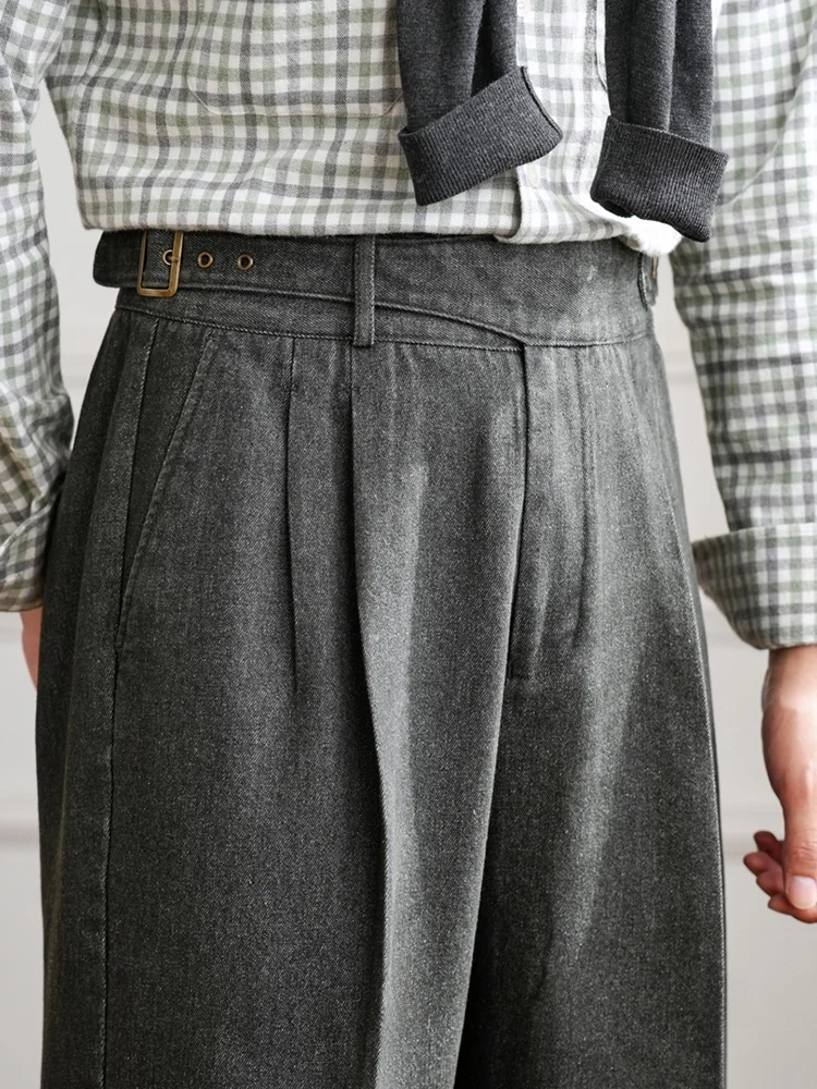 

Loose Fit Men's Jeans Casual Vintage Khaki Faionable Straight Leg Cotton Trousers Commuting Autumn Wear for Teenagers