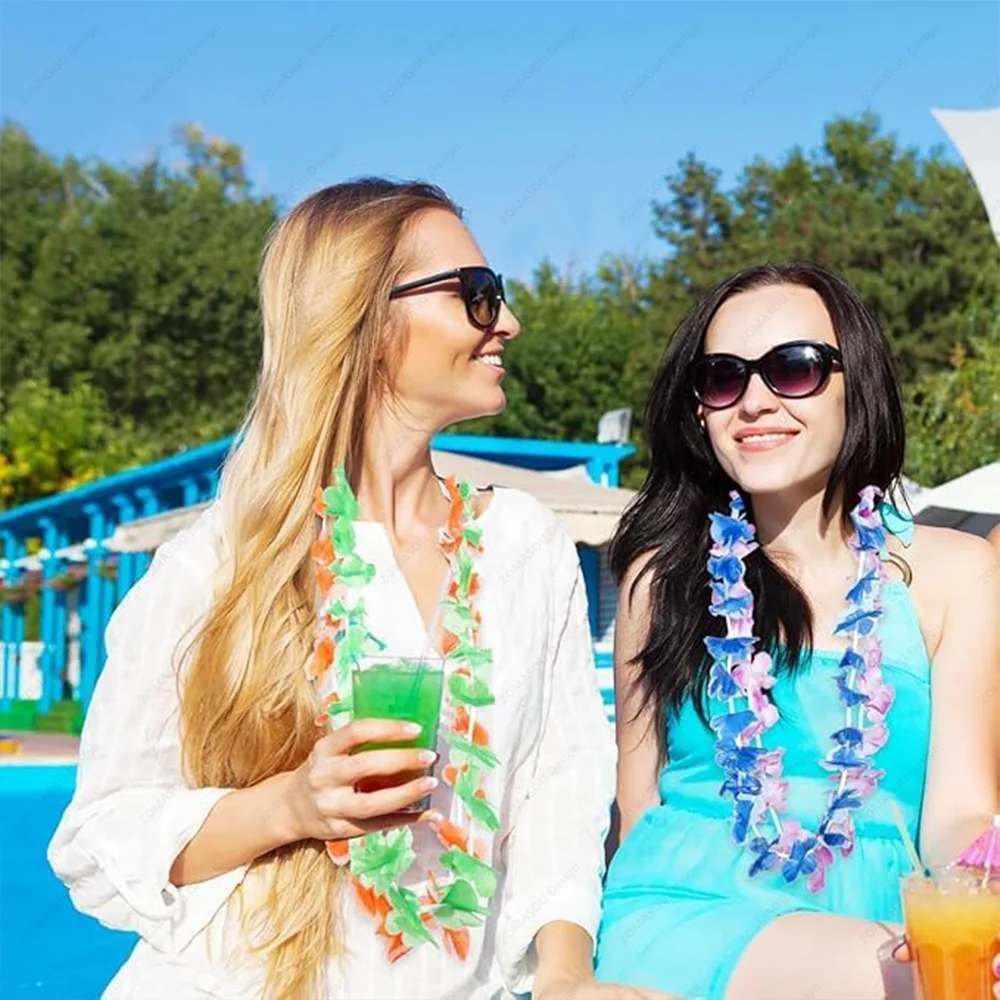 1–150 Stück hawaiianische Leis Bulk hawaiianische Blumen-Halskette, Sommer-Tropen-Girlande, Geburtstagsparty-Dekoration, Luau-Hochzeit, künstliche Blume – Detail 9