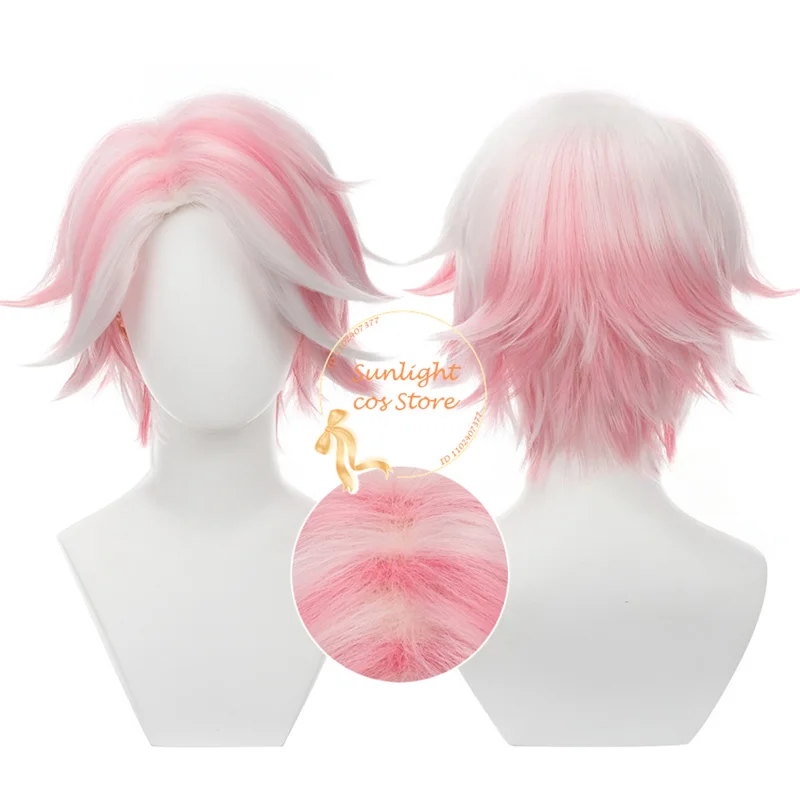 

Angel/Dust Wig 30cm Short Pink White Wigs Dust Ange Cosplay Anime Cosplay Wigs Heat Resistant Synthetic Hair Halloween