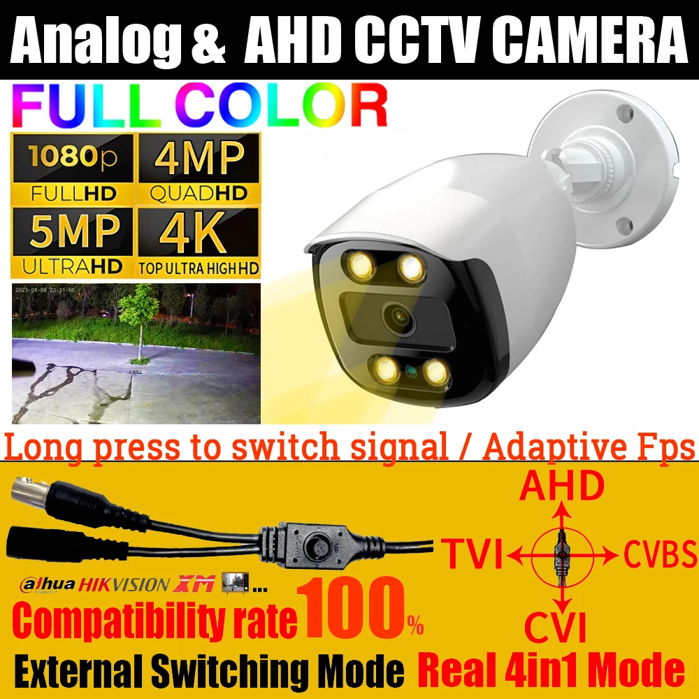 

Analog 5MP 1080P AHD Full Color Camera CCTV Auto Luminous 2K/4K TVI/CVI 4in1 OSD Cable Digital Ultra HD Outdoor Security Monitor