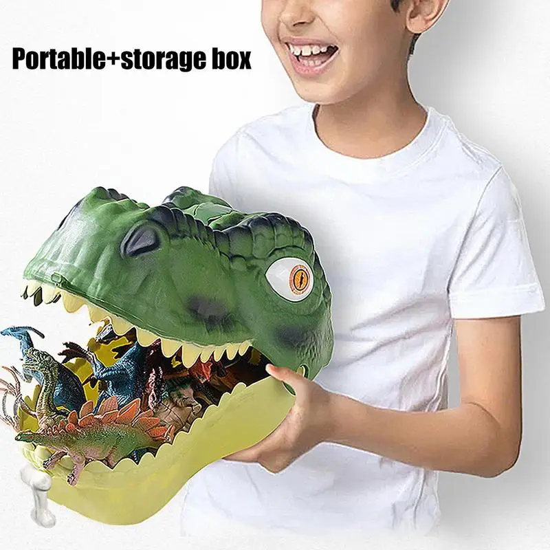

Dinosaur Figure Playset Storage Dinosaurs Figures Accessory Play Set Educational Toy Dinosaur Head Storage Box Toy For Gift