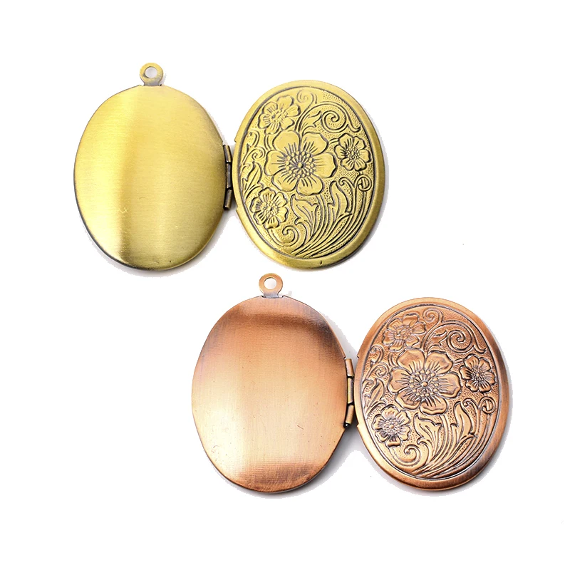4pcs Flowers Photo Loclet Box Setting Antique Silver Bronze Rose Gold Color Plated Oval Cameo Base Blank Tray - view 3