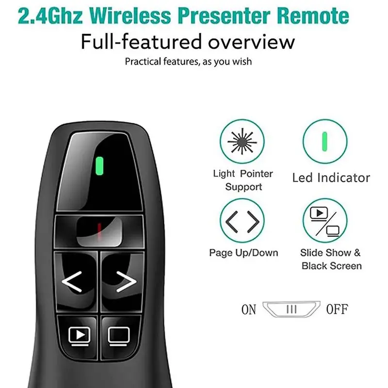 PPT Slide Advancer Pen 2.4GHz Wireless Powerpoint Pen Presentation Clicker USB Remote Control F-lip Presenter Pointer
