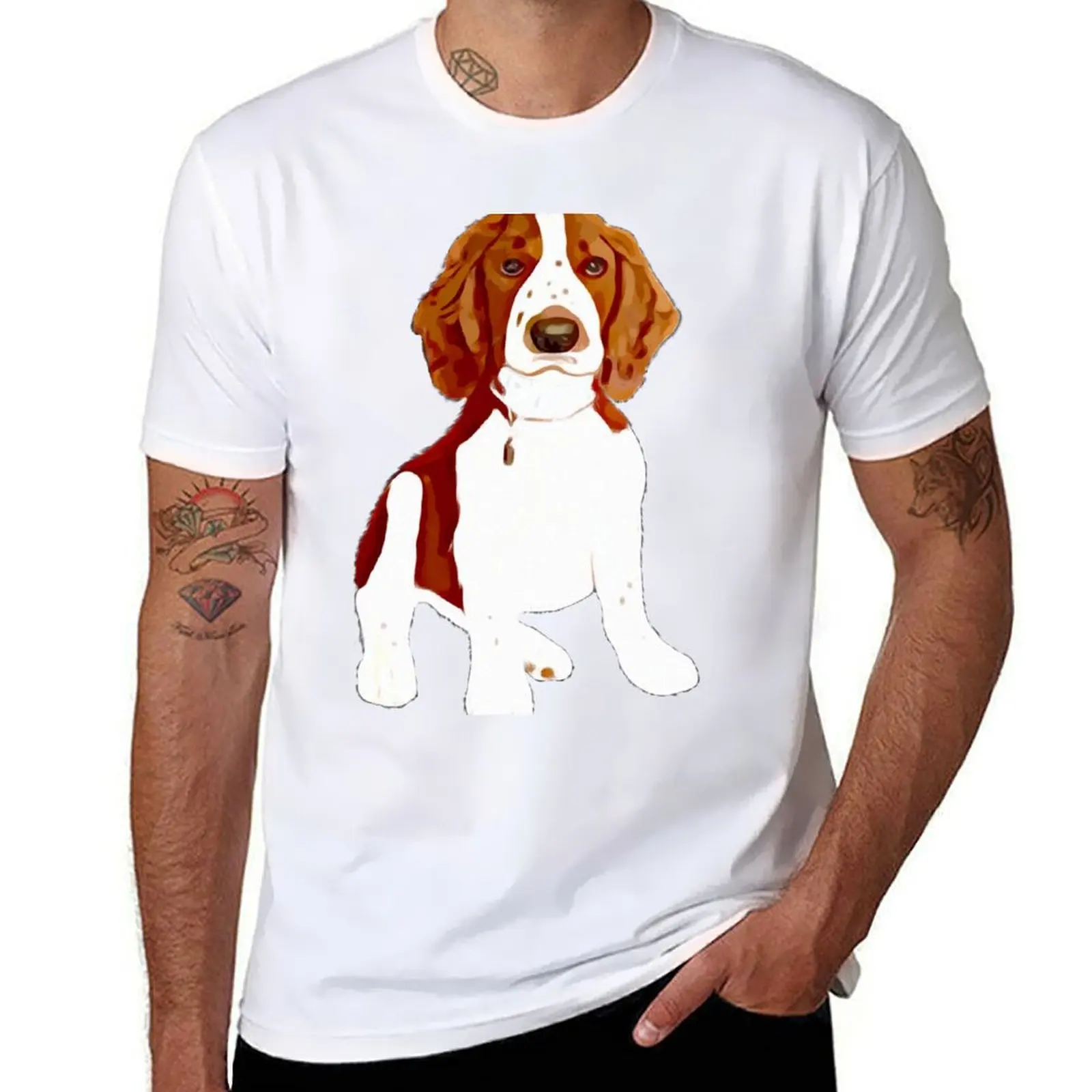 

Welsh Springer Spaniel Puppy Art T-Shirt t shirts for man graphic vintage man t shirt cotton T-Shirt