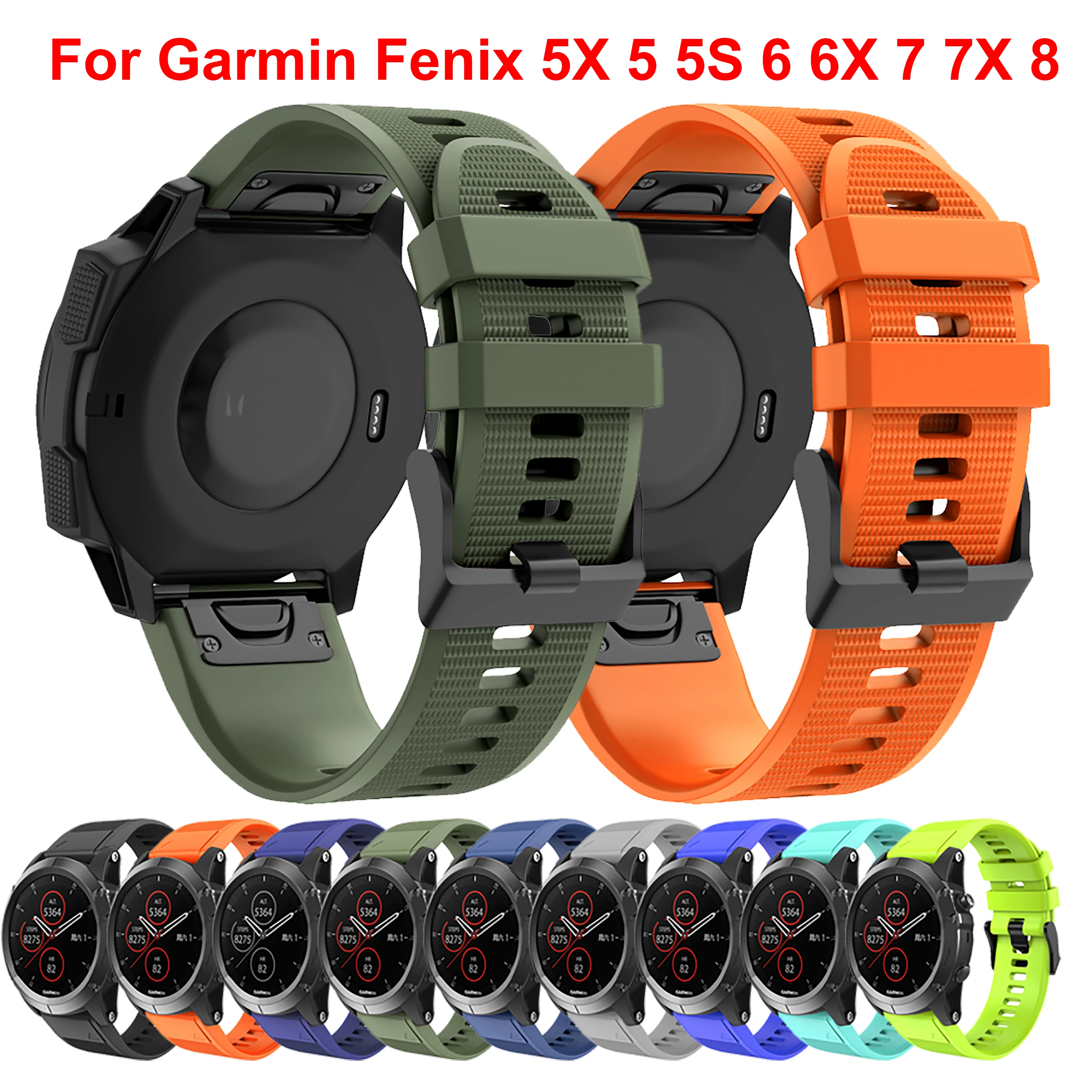 

20mm 22mm 26mm Silicone Strap for Garmin Fenix 5X 5 5S Plus Smart watch band Bracelet for Fenix 6X Pro 6 7 7X 7S 8 47mm QuickFit