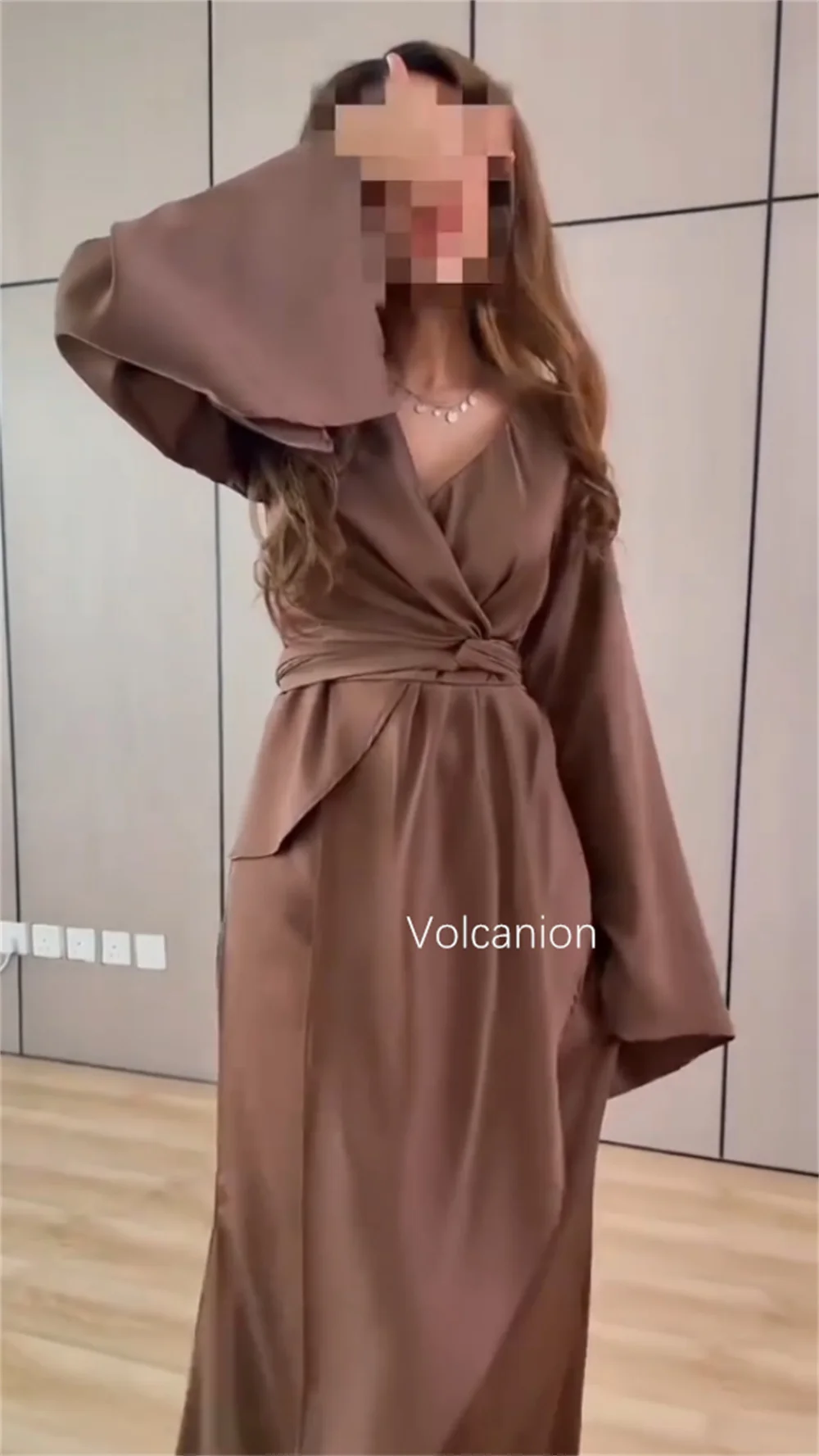 تخصيص الطية وشاح الخامس الرقبة ألف خط فساتين طويلة مناسبة مخصصة العودة للوطن بسيطة عارضة الأحجام المتاحة