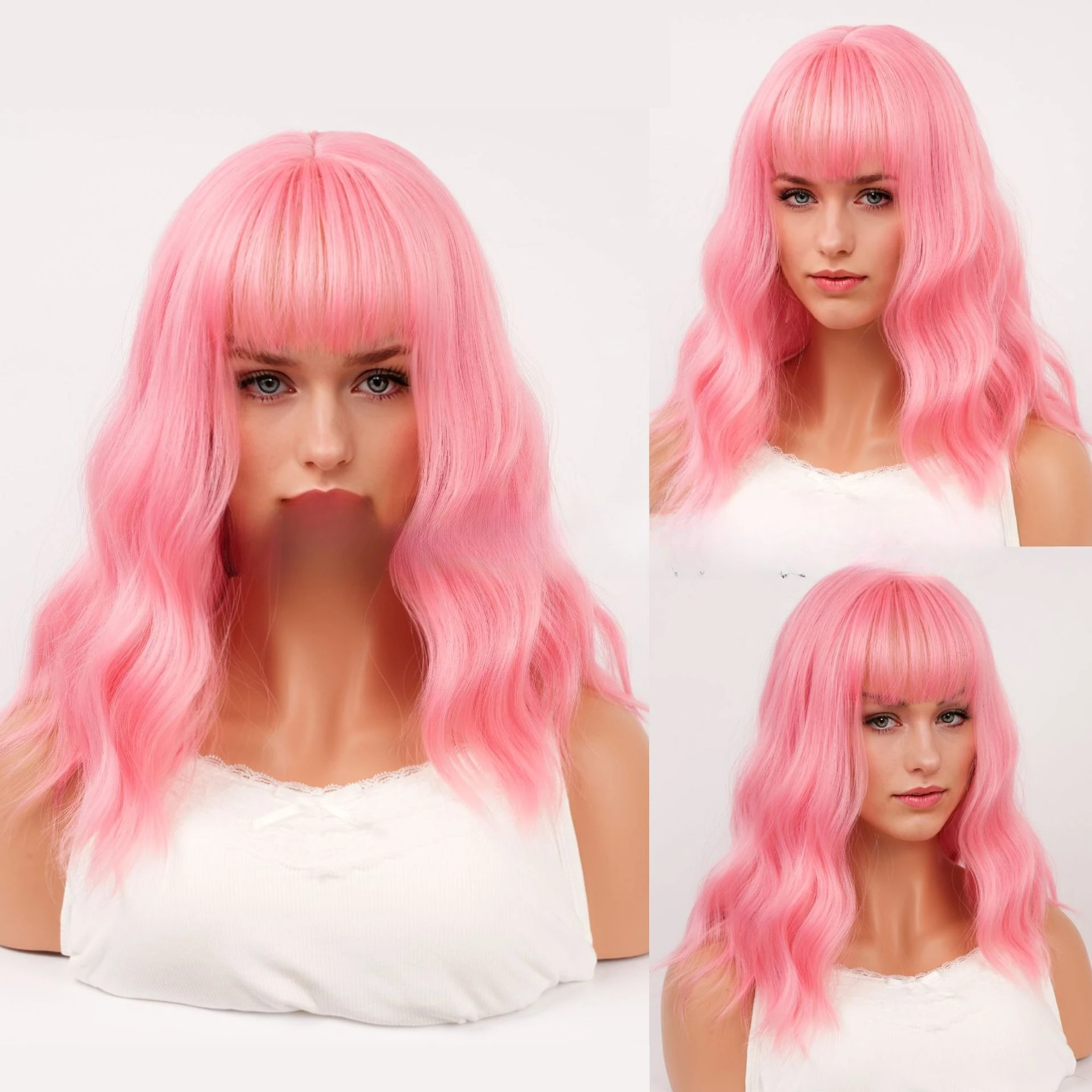 

Wig women's short curly hair egg roll European and American Qi bangs wavy curly hair daily new full head wig
