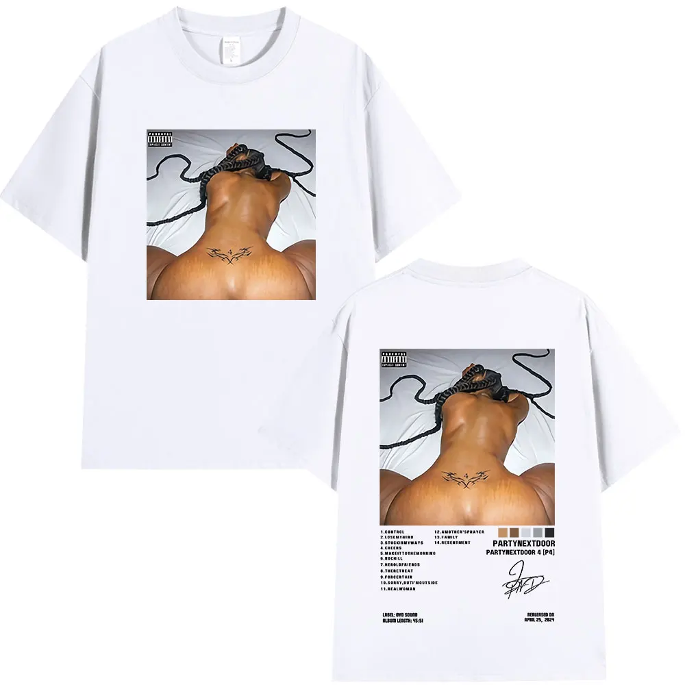 Rapper Partynextdoor PARTYNEXTDOOR 4 Album Cover Graphic T-shirts Men Women Hip Hop Oversized Tshirt Male Pure Cotton T Shirts