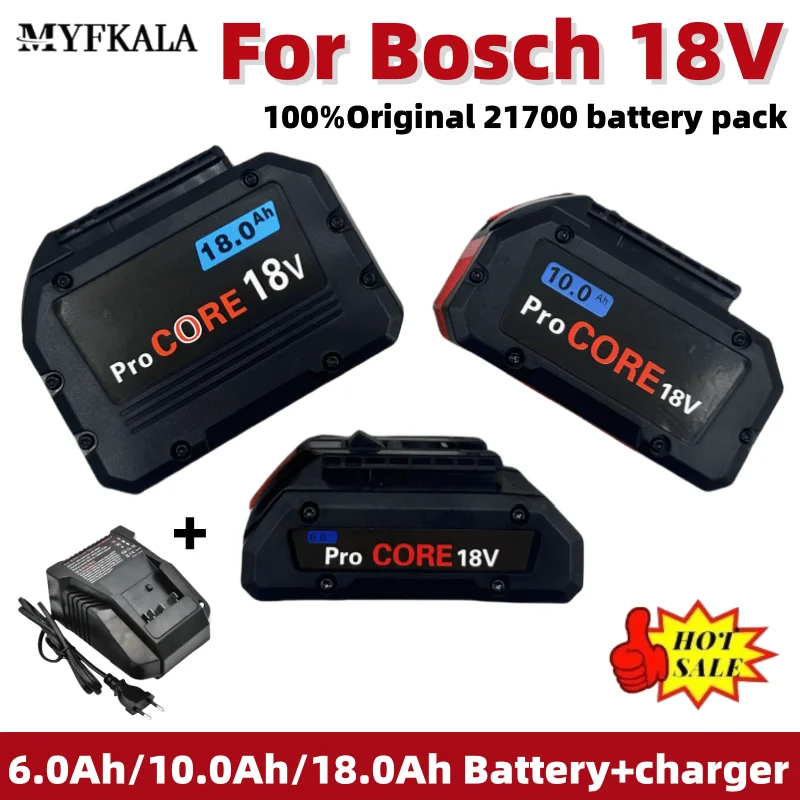 

NEW 18V ProCORE 18000mAh For Bosch 18V Cordless Tool BAT609 BAT618 GBA18V80 Replacement Battery-21700 Electric Cell With charger