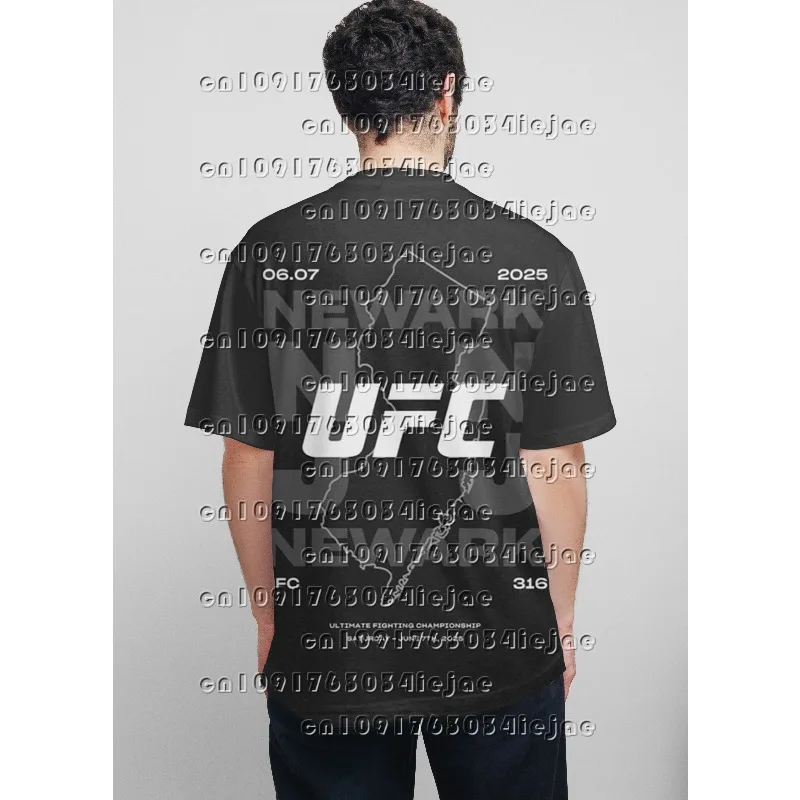 2025 nueva camiseta deportiva de gran tamaño para deportes extremos de combate, lucha y boxeo ufc para hombres y mujeres, top informal de secado rápido