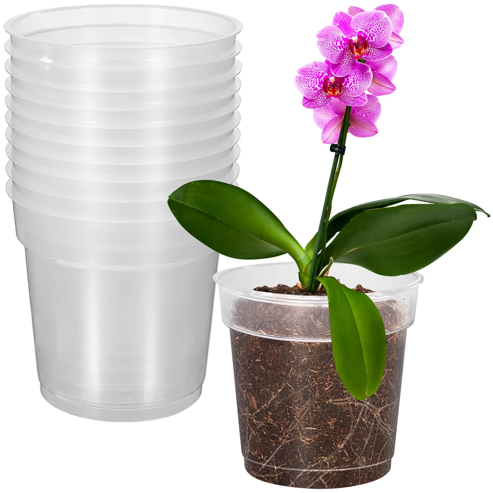 

10 Pcs House Plants Flower Pots Nursery Cup Phalaenopsis Plastic Planter Indoor 1150X1150X1100CM Liners Clear Orchid