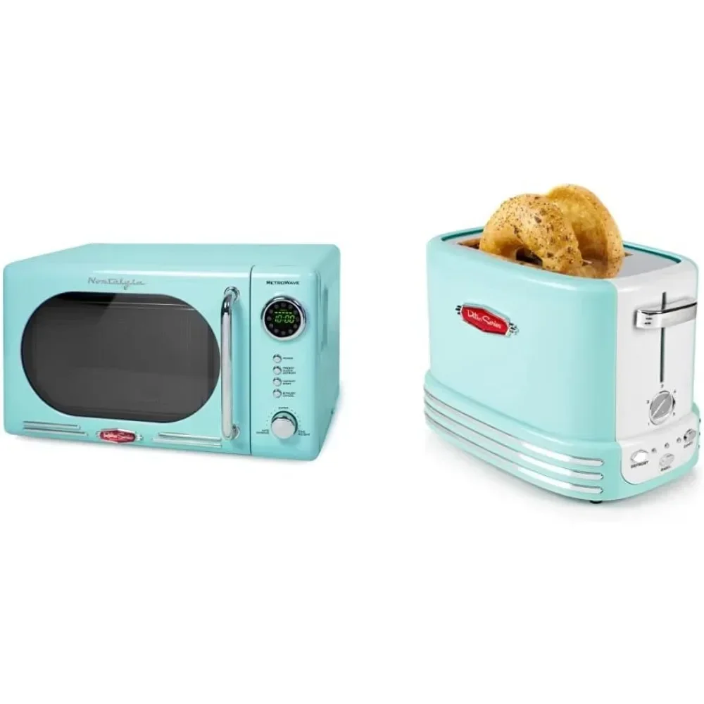 Microwave Oven,  0.7 Cu. Ft. 700-Watts with LED Digital Display, Vintage Design with Crumb Tray, Cord Storage & 5 Toasting Level