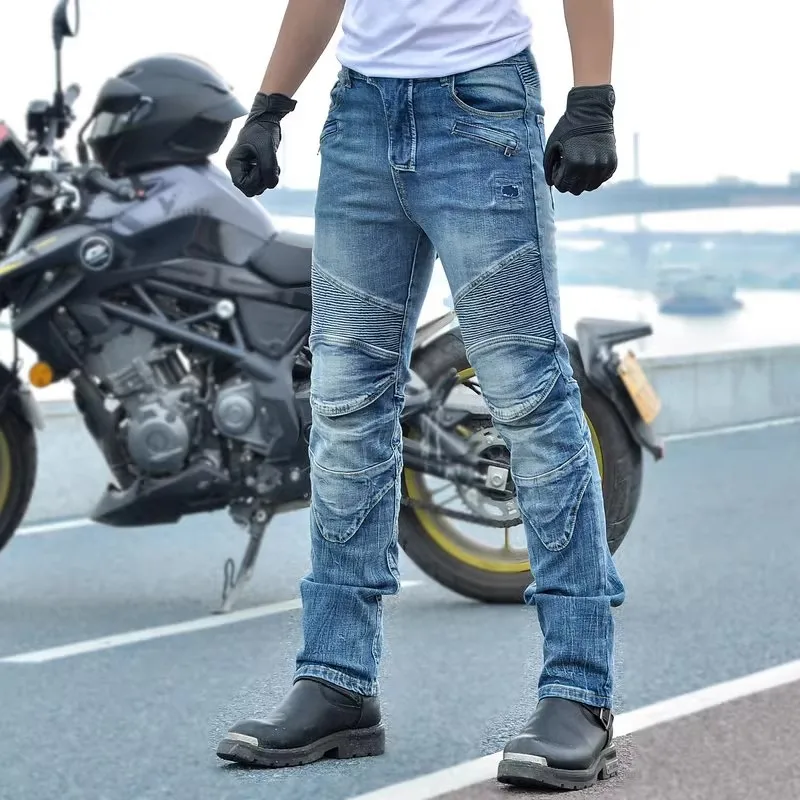 

Motorcycle Riding Protection Pants Retro Motocross Skin-Friendly Fashion Casual Jeans Knight Fashion Slim Protective Trousers