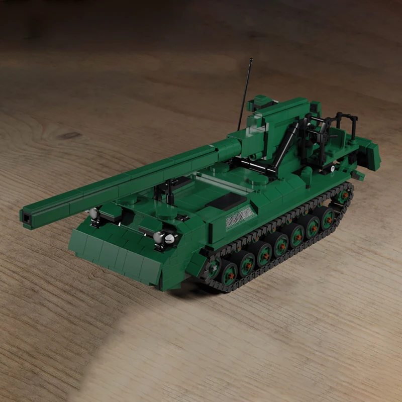 2S7 Self-Propelled Gun Model MOC Building Bricks War Equipment Modular Technology Gifts Holiday Assemble Children Toys Suit