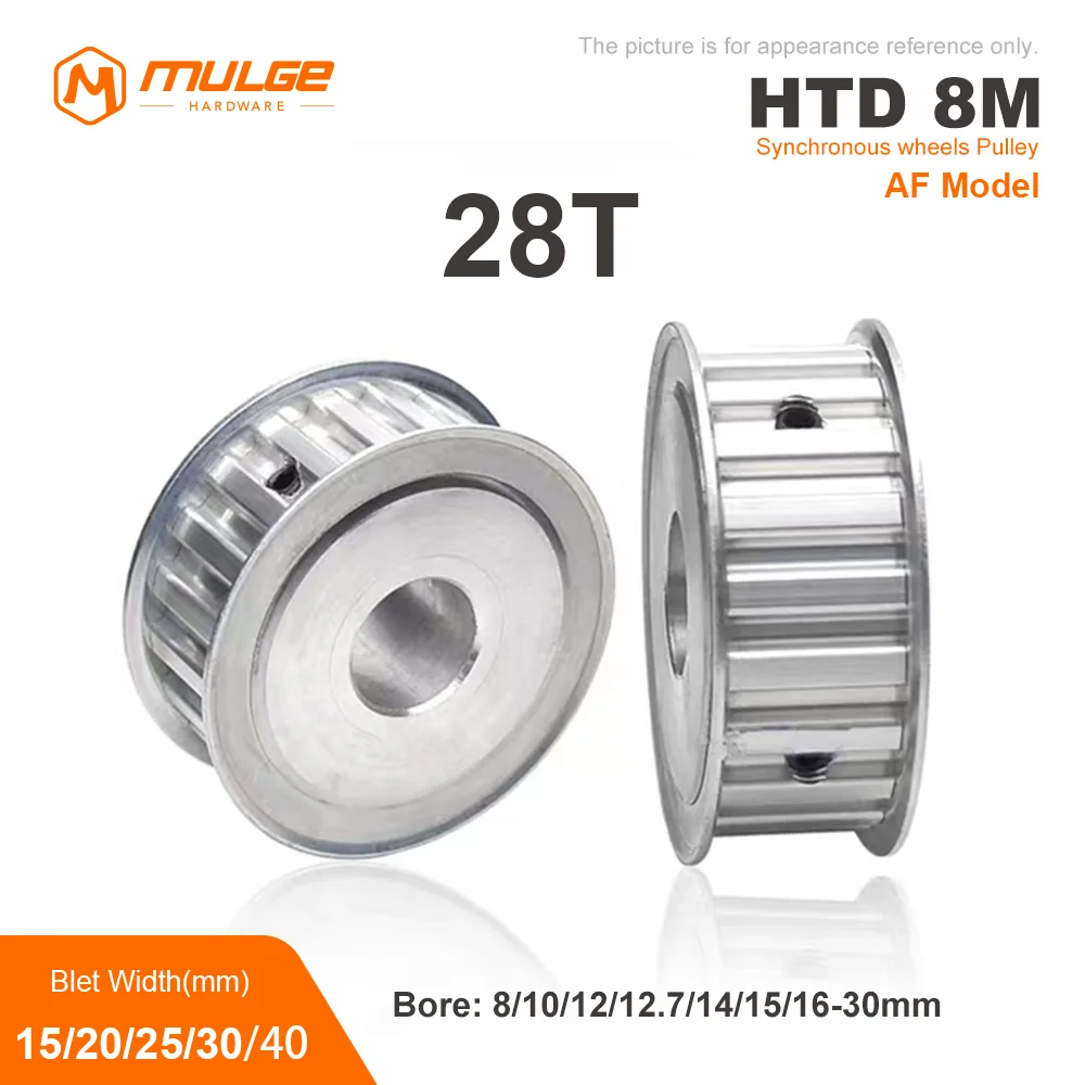 

HTD 8M 28Tooth Timing Pulley 8M-28T Synchronus Pulley Bore 8-30mm Tooth width 16/21/27/32/42mm 8M Timing Belt