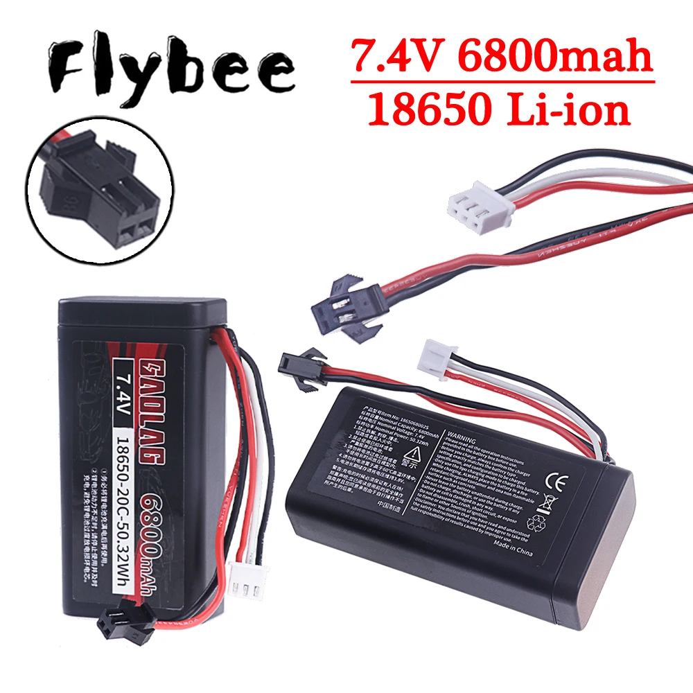(SM Plug) 7.4V Li-ion Battery 6800mAh 2S 7.4v 18650 Battery for WPL MN99S D90 U12A S033g Q1 H101 H103 Rc Truck Car Toys Parts