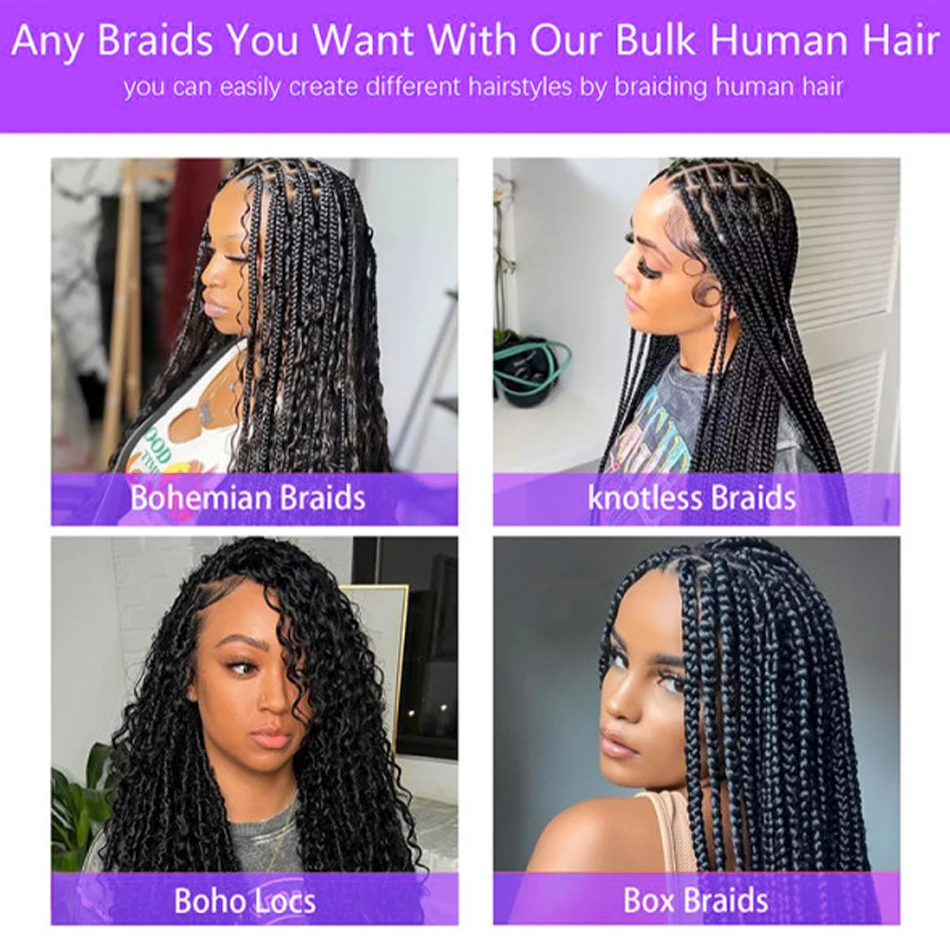 ディープウェーブカーリーバルク編み込みヘア 10A バージン 2束 100%人毛 30インチ ボヘミアンブレイズ用ナチュラルボヘミアンエクステンション