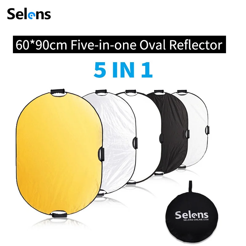 Selens Portable 5 in 1 Reflector 60x90cm Oval Round Reflector Photography Accessories Diffuser Photo Studio Kits fotografia 반사판