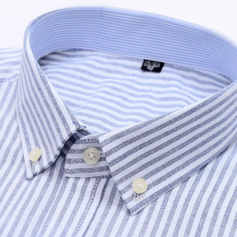 6XL 7XL 2024 Summer new men\'s shirt Short Sleeve Plaid stripes 100% cotton Oxford Slim Business Casual Extra size