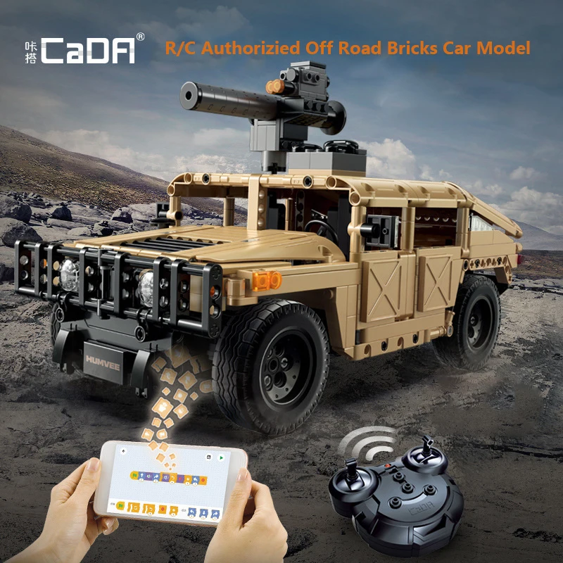 Cada 628PCS High Tech Off Road Car Bricks Model Authorized H-umvee RC Car Building Blocks Set DIY Assembled Toys Gift