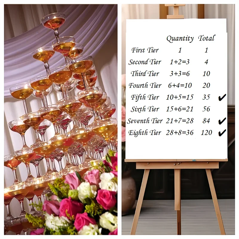 Clear Plastic Champagne Tower 5/7/8 Tier Glass Holder Stand for Wedding Birthday Party Couples 5 Oz per Glass