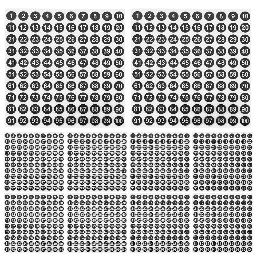 100Sheets Waterproof Numbered Stickers Round Mini Digital Labels Strong Adhesive Easy Apply Remove No Residue for School Office