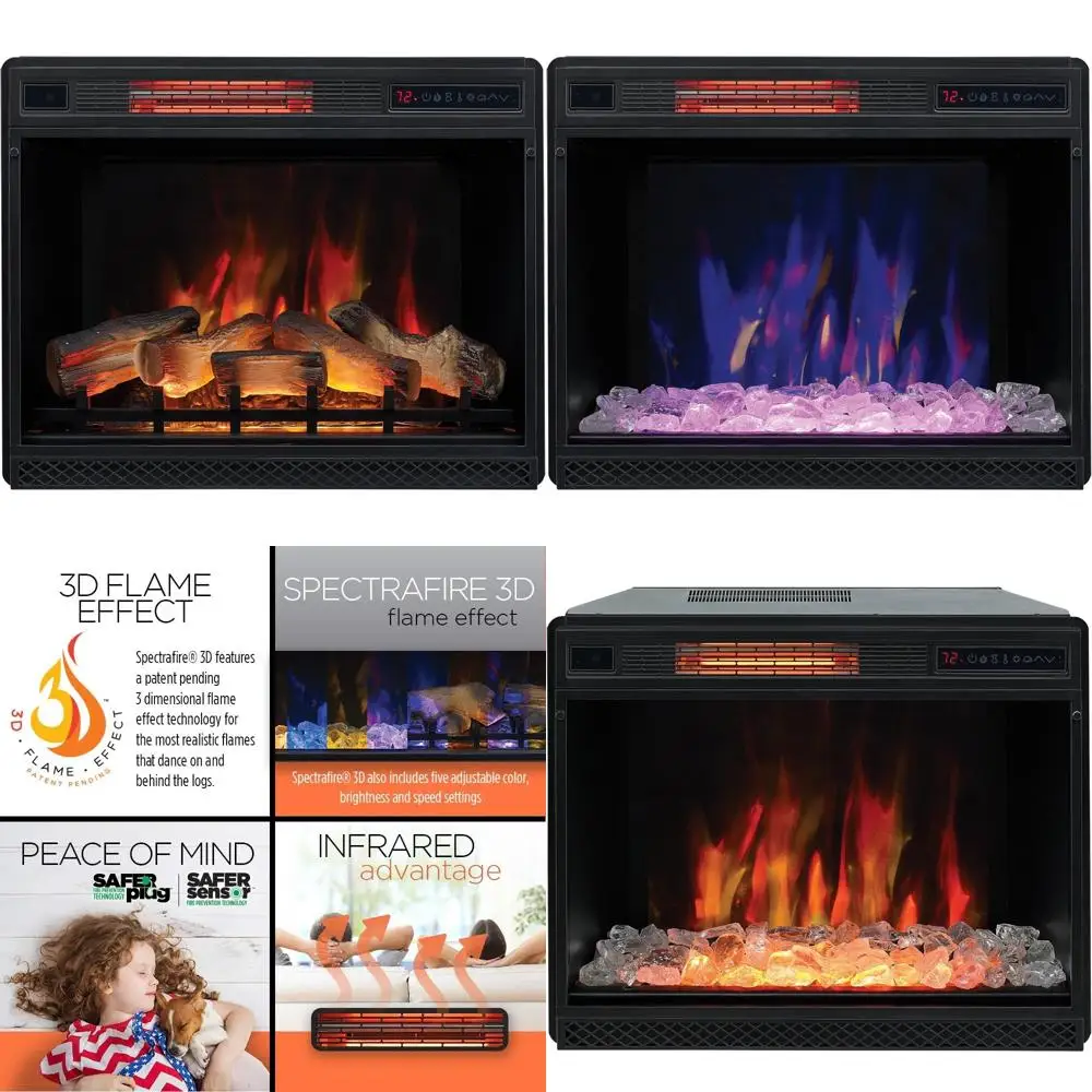 

28 3D Infrared Quartz Electric Fireplace Insert with Safety Sensor