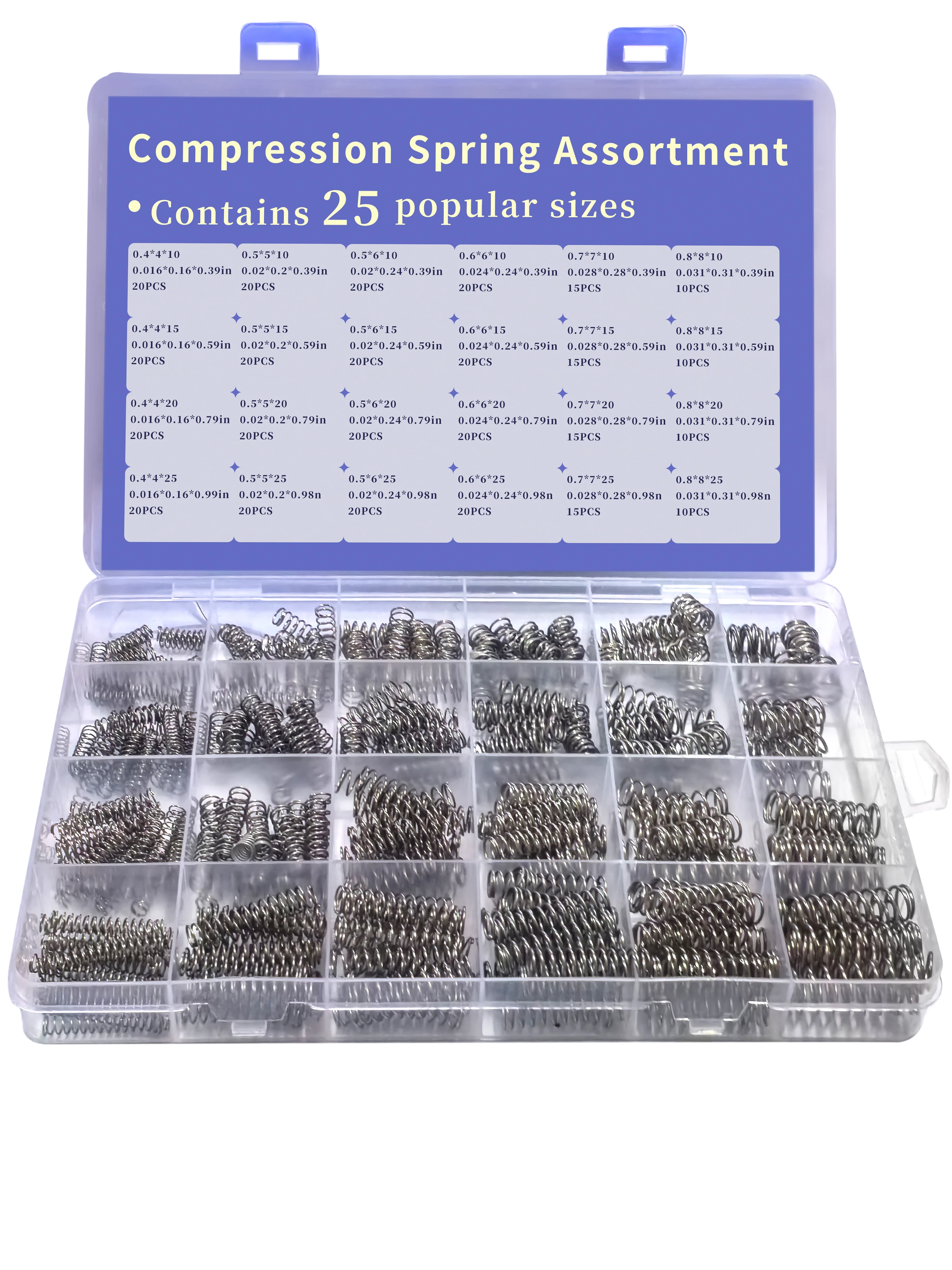 420 Pieces of Compression Springs Combination Kit, 24 Different Sizes of Stainless Steel , Store and Home Repair