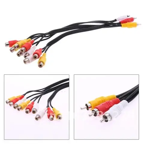 3 RCA Male to 9 RCA Female Composite Audio Video AV Cable Splitter for DVD TV Hi-Fi Video CD Player Mini Disc Audio Video Cable