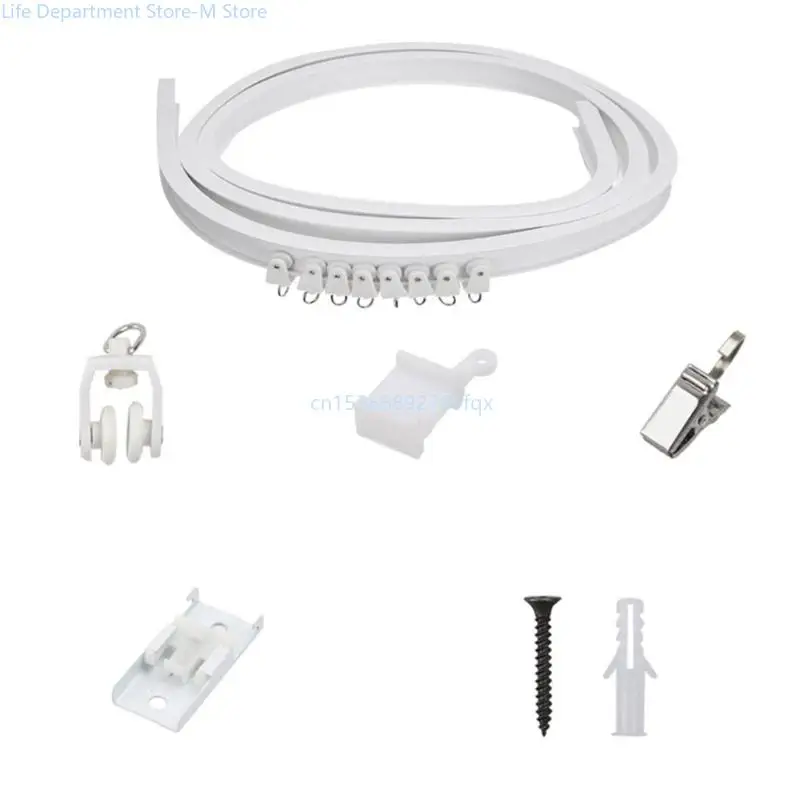 

Flexible 5 Meter Ceiling Mount Curtain Rails Kits with Metal Clip and Smooth Rollers Set for Elegant Window Treatments