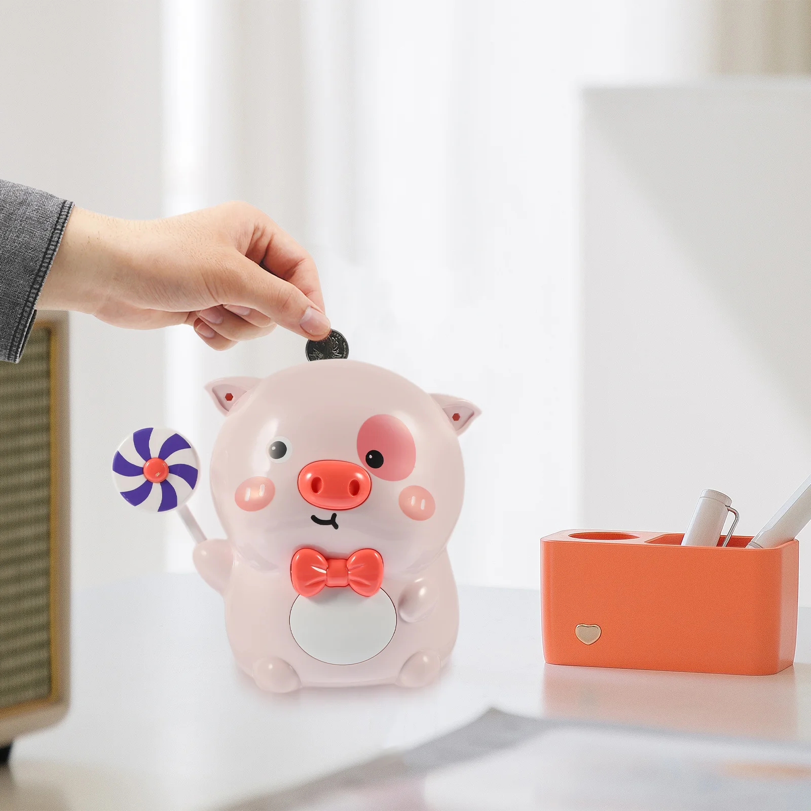 

1pc Cute Piggy Bank For Kids Abs Coin Saving Pot Unbreakable Cartoon Pig Money Jar Children'S Gift Decorative Savings Box
