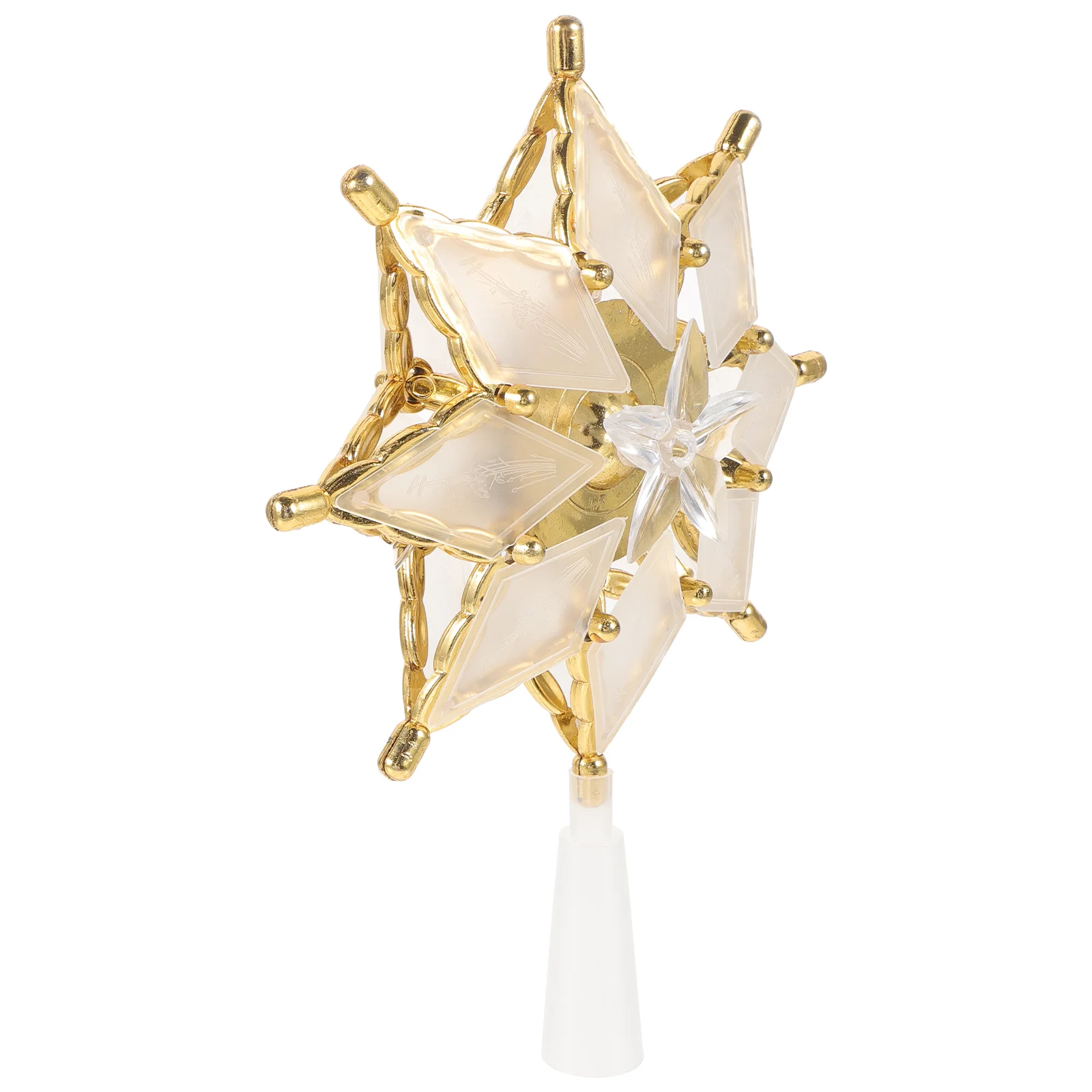 

Warm White LED Christmas Decoration Lights Five-pointed Star Tree Top Glittered Topper Plastic