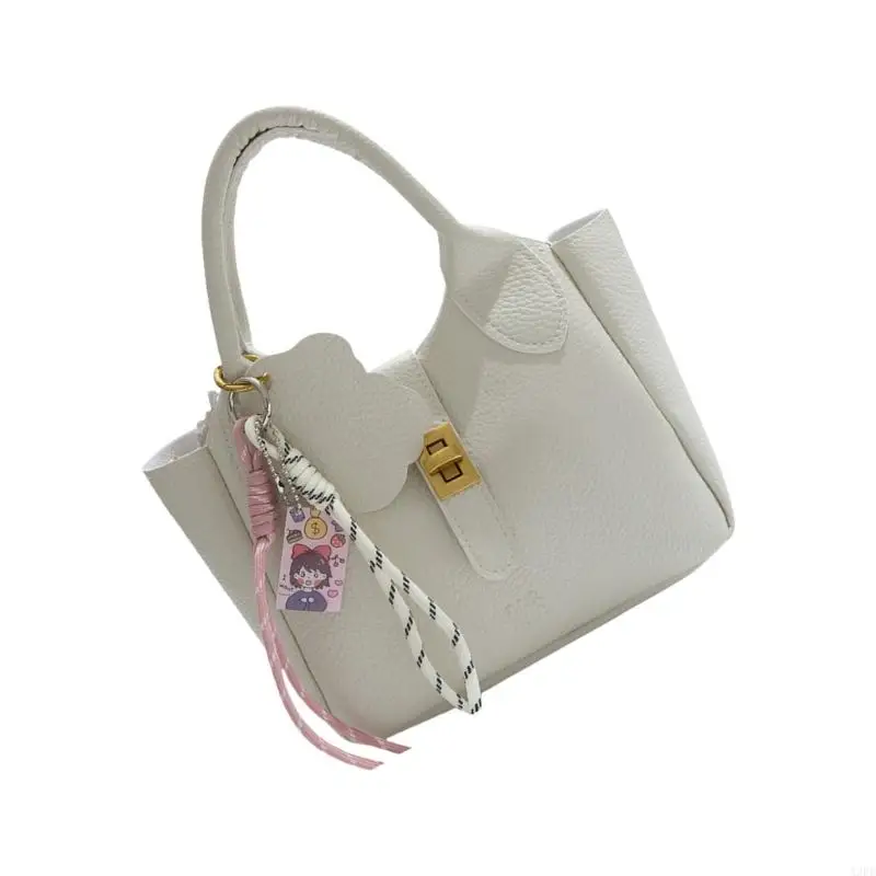 

Stylish Soft PU Bucket Bag With Detachable Charm Crossbody Purse For Women