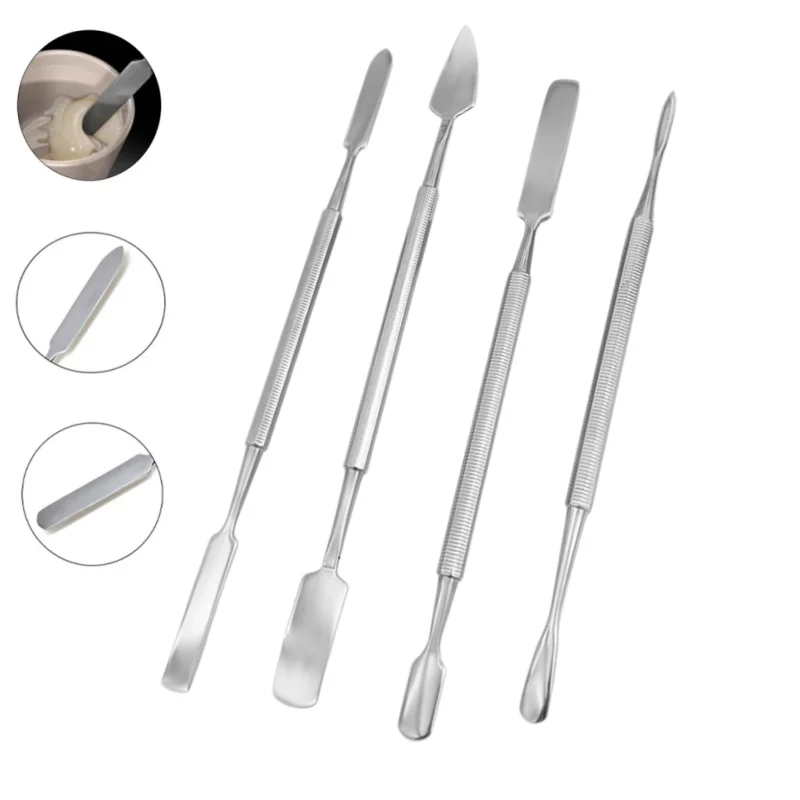 

Набор из 4 стоматологических инструментов из нержавеющей стали: периостальный элеватор, зуботехнический шпатель, шпатель для цементирования, инструмент для реставрации зубов