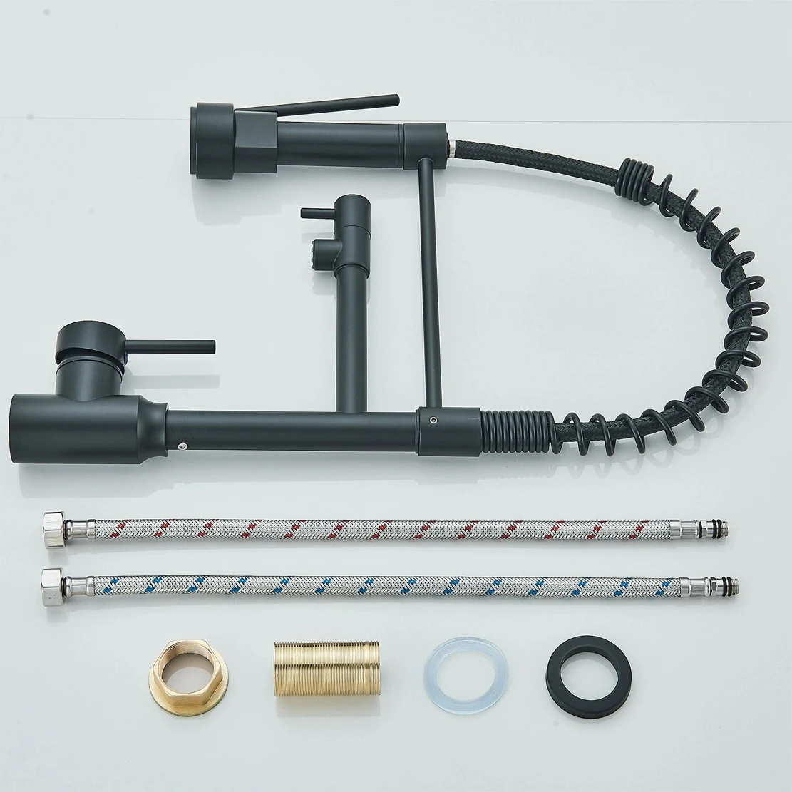 بالوعة المطبخ صنبور سحب أسفل قطب Daul صنبور صنبور النحاس سطح الخيالة الربيع مقبض واحد الباردة الماء الساخن صنبور حوض خلاط