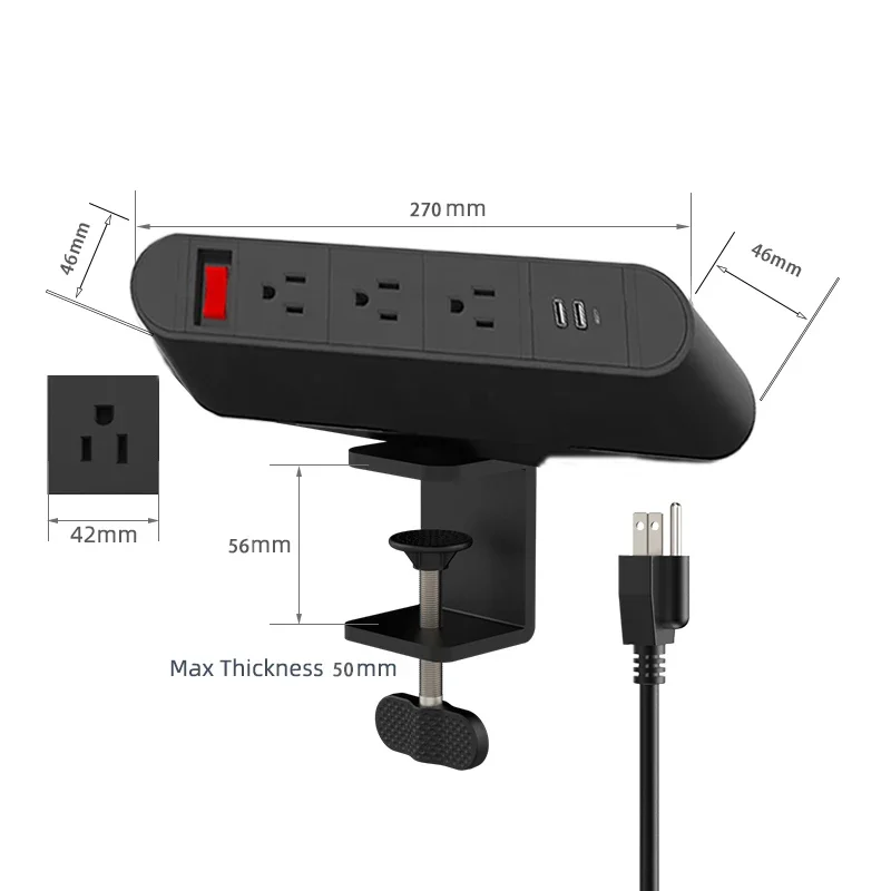 Melery الولايات المتحدة التوصيل منضدية USB نوع-c المقبس مكتب حافة المشبك قطاع الطاقة اليابان منفذ كهربائي الأمريكية المكسيك الجدول مكتب المنزل