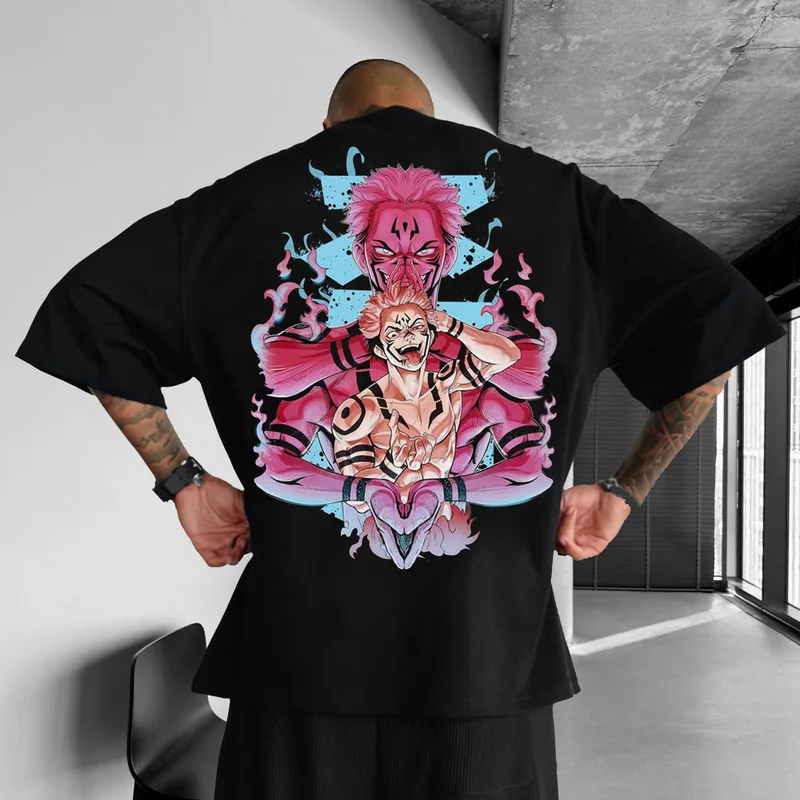 2024 novo anime jujutsu kaisen unissex casual anime impressão puro algodão gola redonda camiseta ampliando tamanho grande presente de aniversário do menino