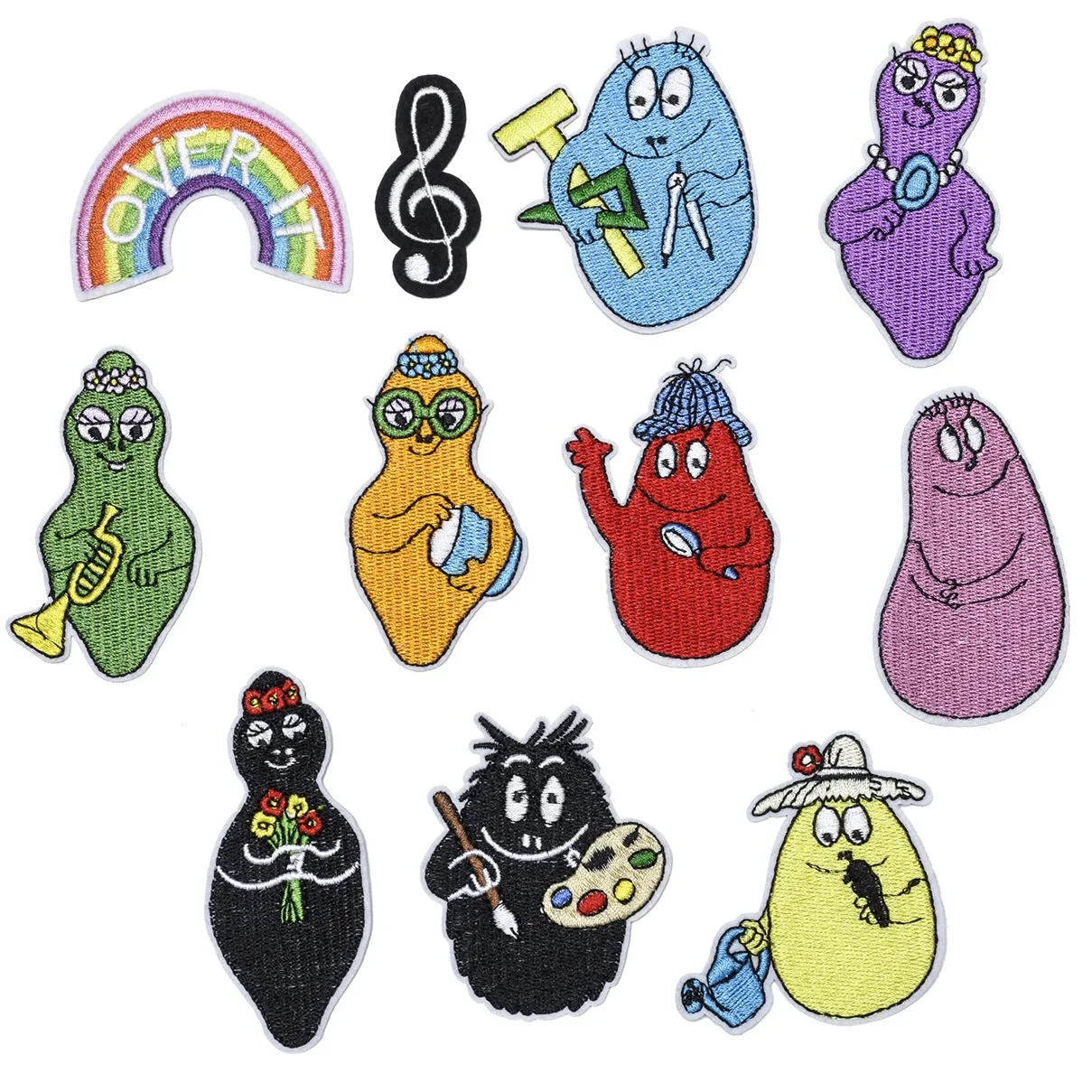 

11Pcs Les Barbapapa Cartoon Patches For Iron on Embroidered Patch For Sew DIY Child Clothes Hat Jeans Sticker Ironing Applique