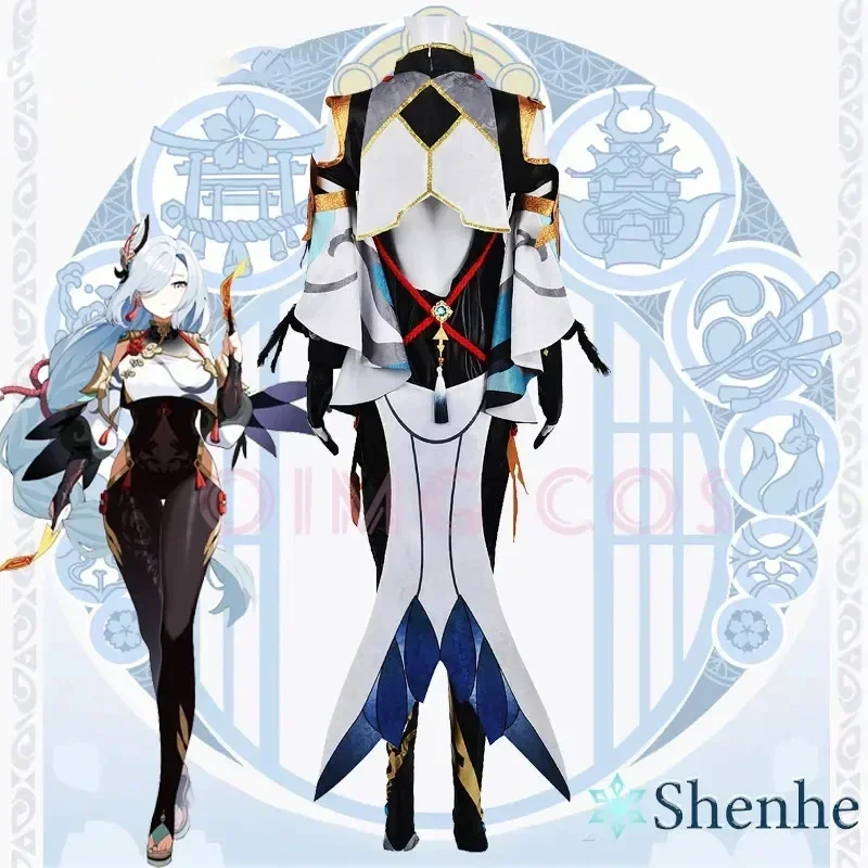 Shenhe Cosplay para Mulheres, Genshin Impact, Uniforme Anime, Trajes de Halloween, Game Lesser Lord, Kusanali, Carnaval Adulto, Peruca