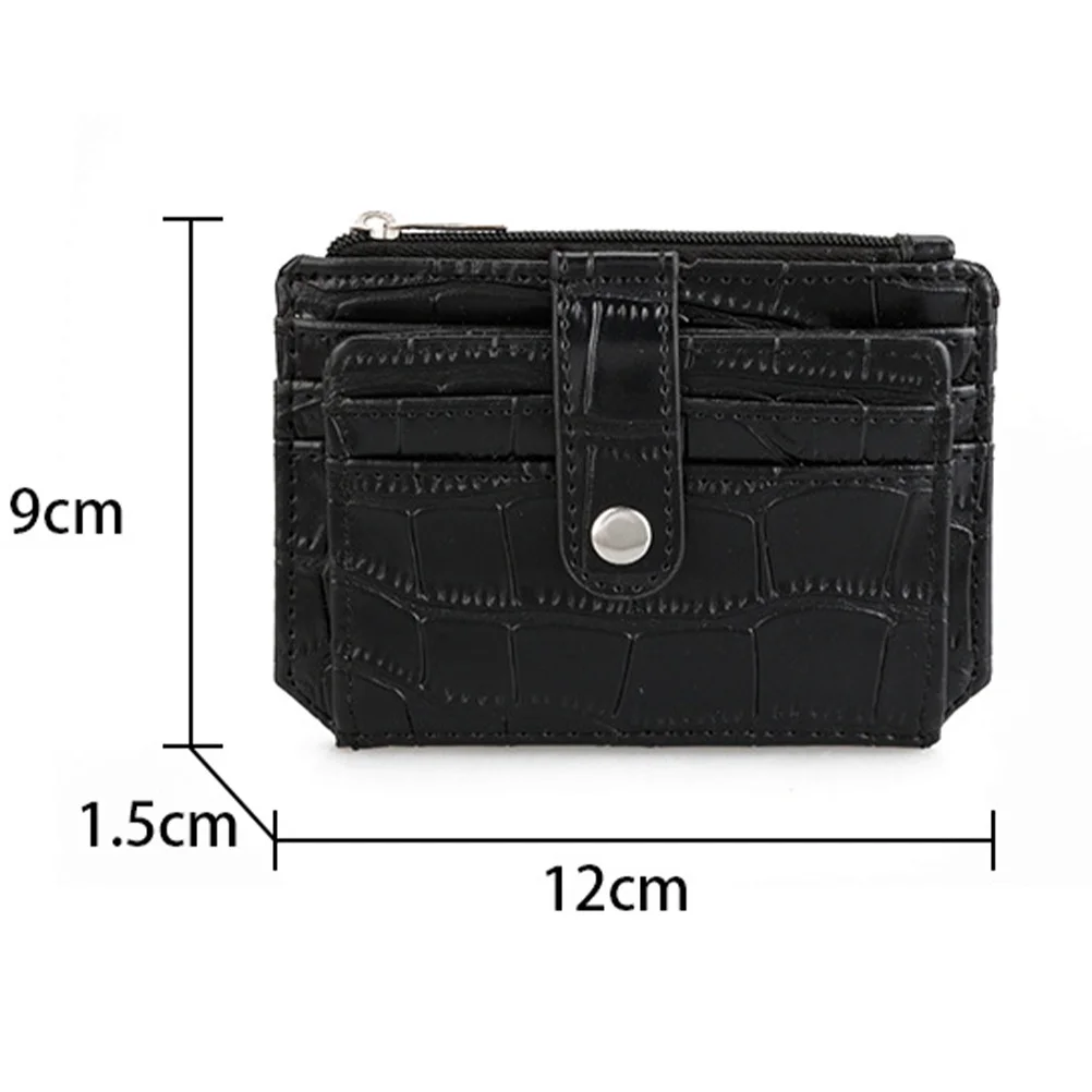 محفظة نقود معدنية بنمط أسود، محفظة قصيرة لتخزين البطاقات النقدية، حامل محمول متعدد الوظائف عتيق #2