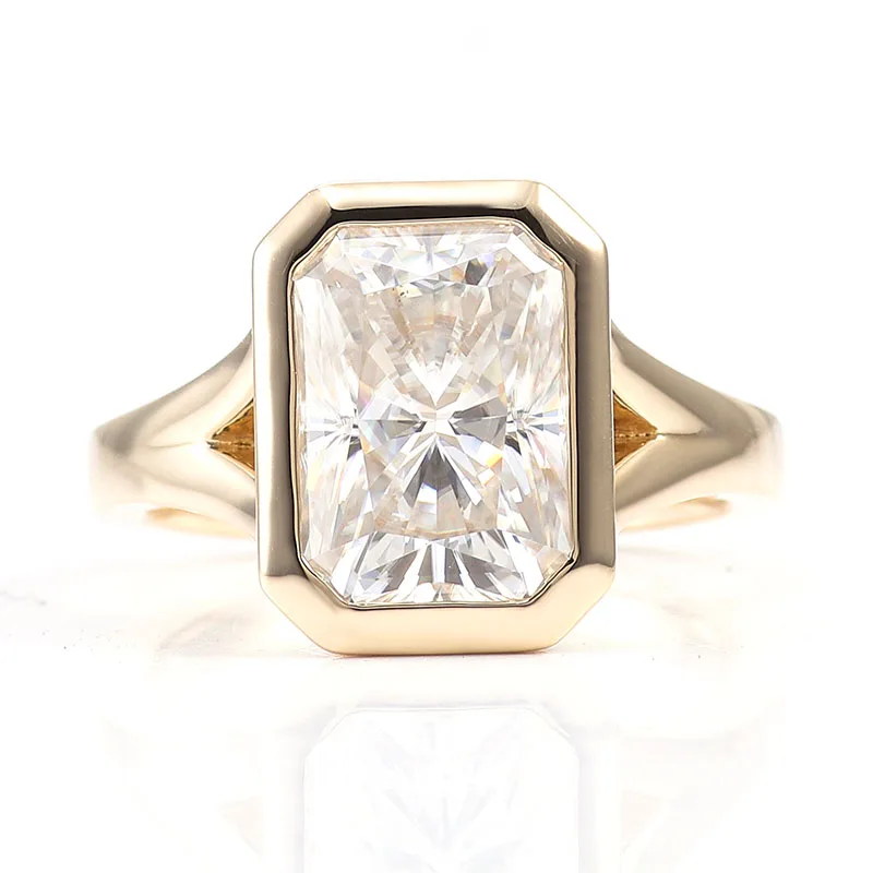 

Provence 10K/14K/18K Promise Rings for Women Radiant Cut 3 CT D Color Moissanite Women's Engagement Rings Solitaire Rings GRA